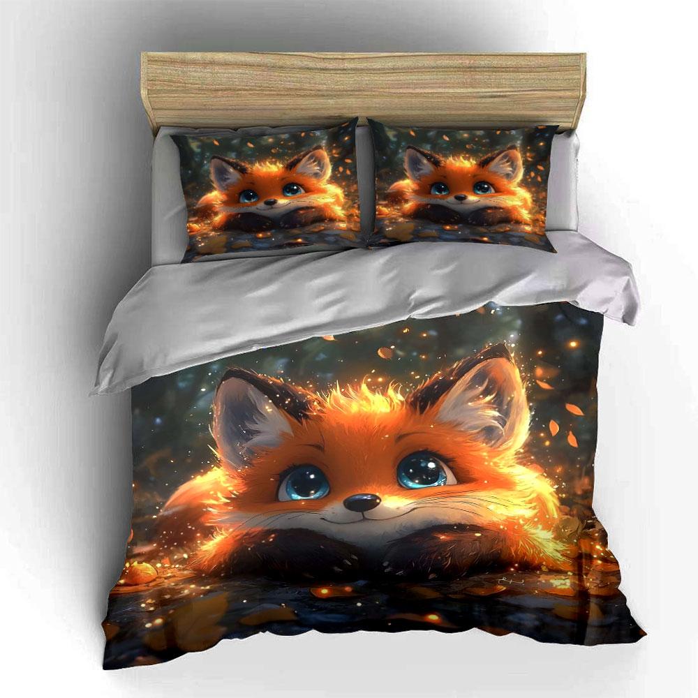 Adorable Fox In Autumn. Bedding Sets Duvet Covers Pillowcases(1* Duvet Cover 2* Pillowcases Without Duvet Insert)