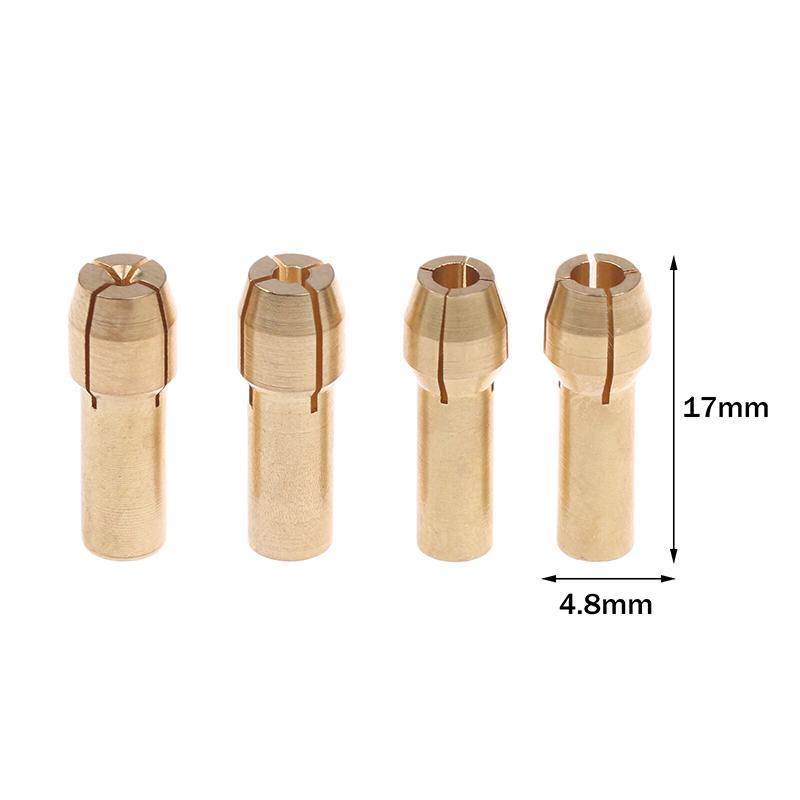 10pc 0.5mm-3.2mm Mini Drill Chucks Adapters for Dremel Power Tools; Brass Micro Collet Set