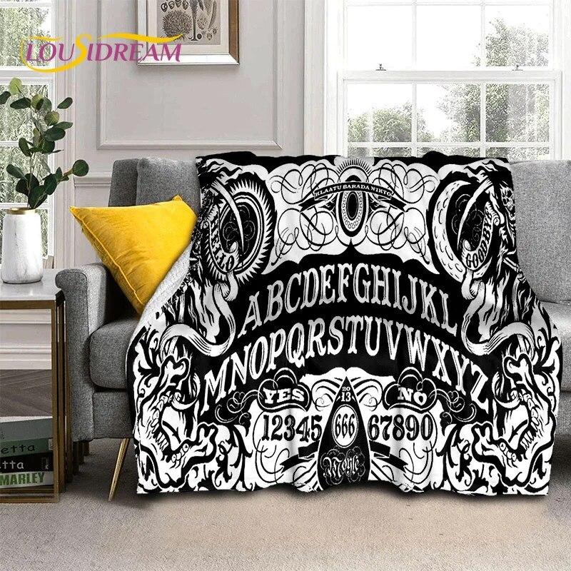 Gothic Ouija Tarot Čarodějnictví Horor Lebka Deka, Flanelová deka pro Halloween Ložnice Pohovka Pohovka Piknik Turistický obal Dárek