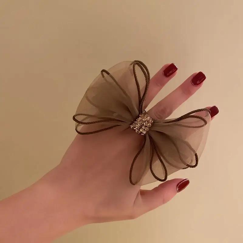 

1 Pcs Women s Hair Scrunchies Lace Diamond Bow Elegant Gentle High Elasticity Hair Bands Sweet Fashionable Hair Accessories Girl кофейный
