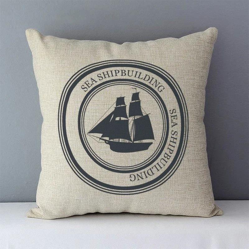 Home Decor Vintage Nautical Patterns Pillow Covers Pattern Cushion Cover Suitable for Sofa Bedroom Car Pillow Cover