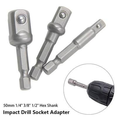 3Pcs/Set 1/4" 3/8" 1/2" Hex Shank Impact Drill Socket Adapter Electric Tool Accessory