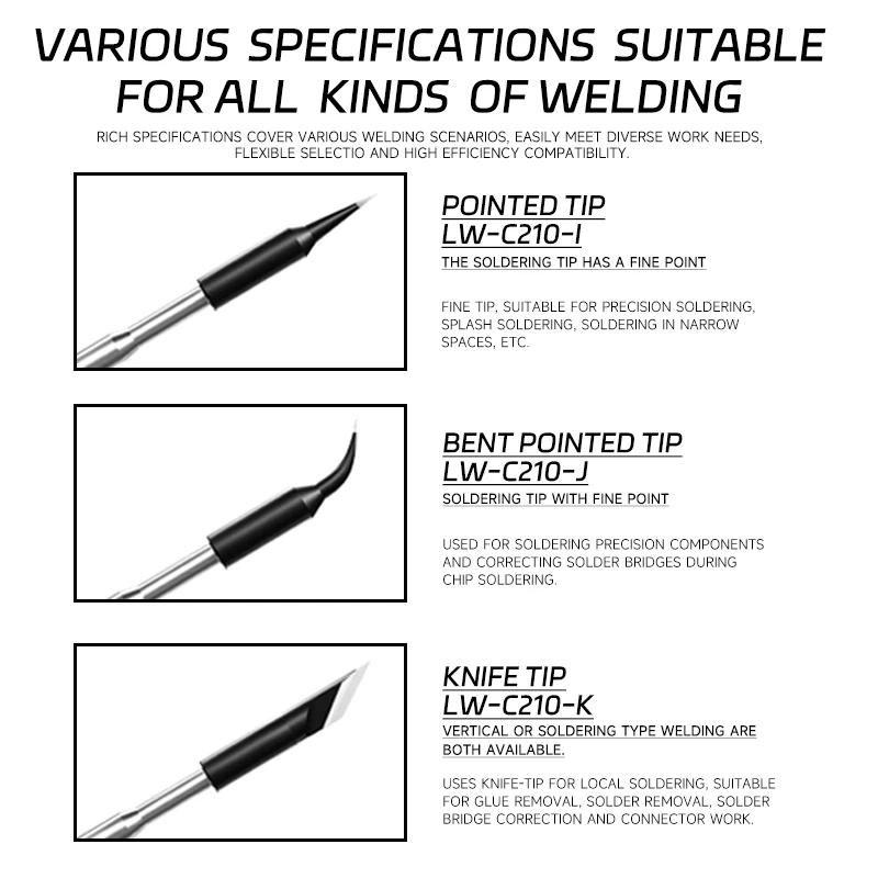 LUOWEI LW-C210-I/J/K Lead-free Soldering Iron Tips Welding Iron Head for Soldering Station Suitable for 210 T26 Series