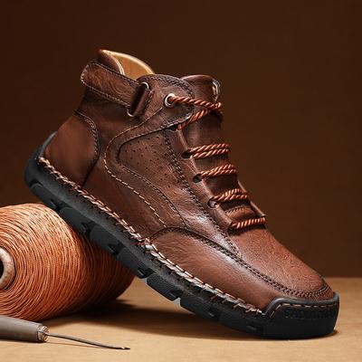 Men's Ankle Boots Handmade Plush Shoes Casual Shoes Autumn and Winter Plus Size 39-48