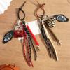 New Trend PU Leather Little Bag Pendant Keychain Exquisite Woven Rope Luggage Hanging Piece Accessories Gift