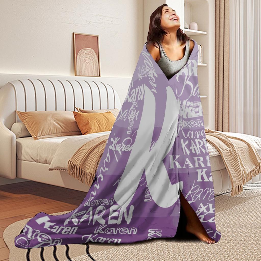 Name Blanket Custom Flannel Plush Winter Blanket Thick Soft Warm Cozy Fleece Throw Blanket For Sofa Bed Office Home