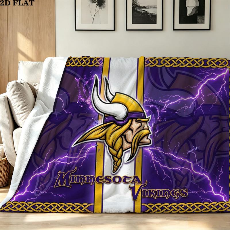 Minnesota Vikings Print Flanelovádeka Vysoká Kvalita Teplá Pohodlná Přikrývka pro Všechna Roční Období Perfektní jako Dárky Domácí Dekor