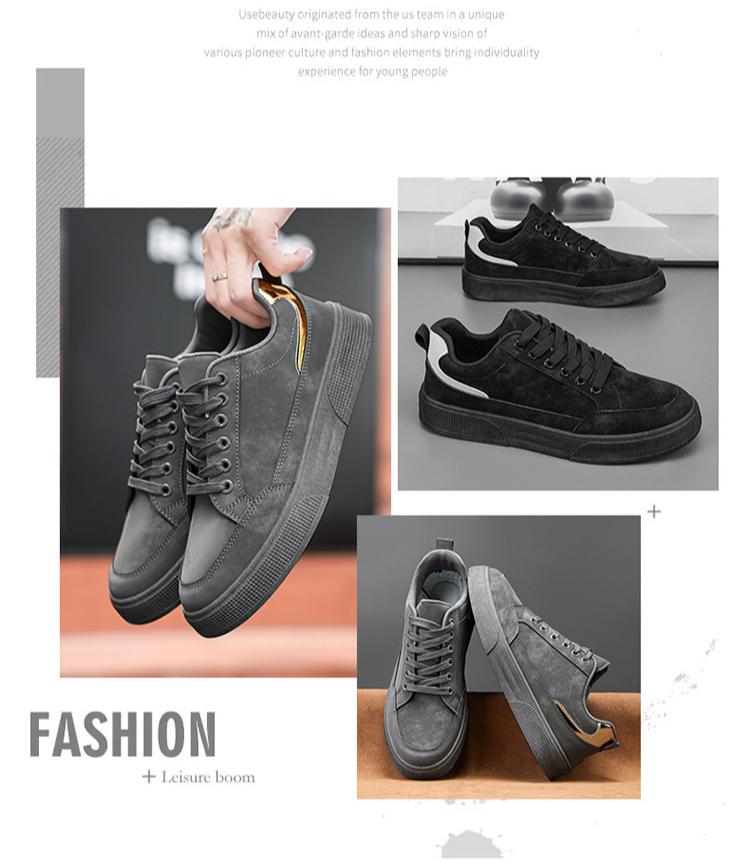 2025 Men's Anti-Slip Work Sneakers Breathable Lace-Up Thick Sole Casual Shoes for Spring/Fall Trendy & Sporty Outfits Sneakers