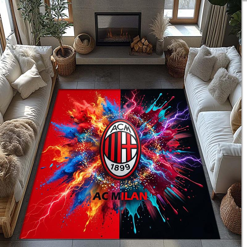 AC Milan Printed Flannel Area Rug Non Slip Soft Polyester Floor Carpet Indoor Decor Mat for Bedroom Living Room Sofa Game Room Home Decoration