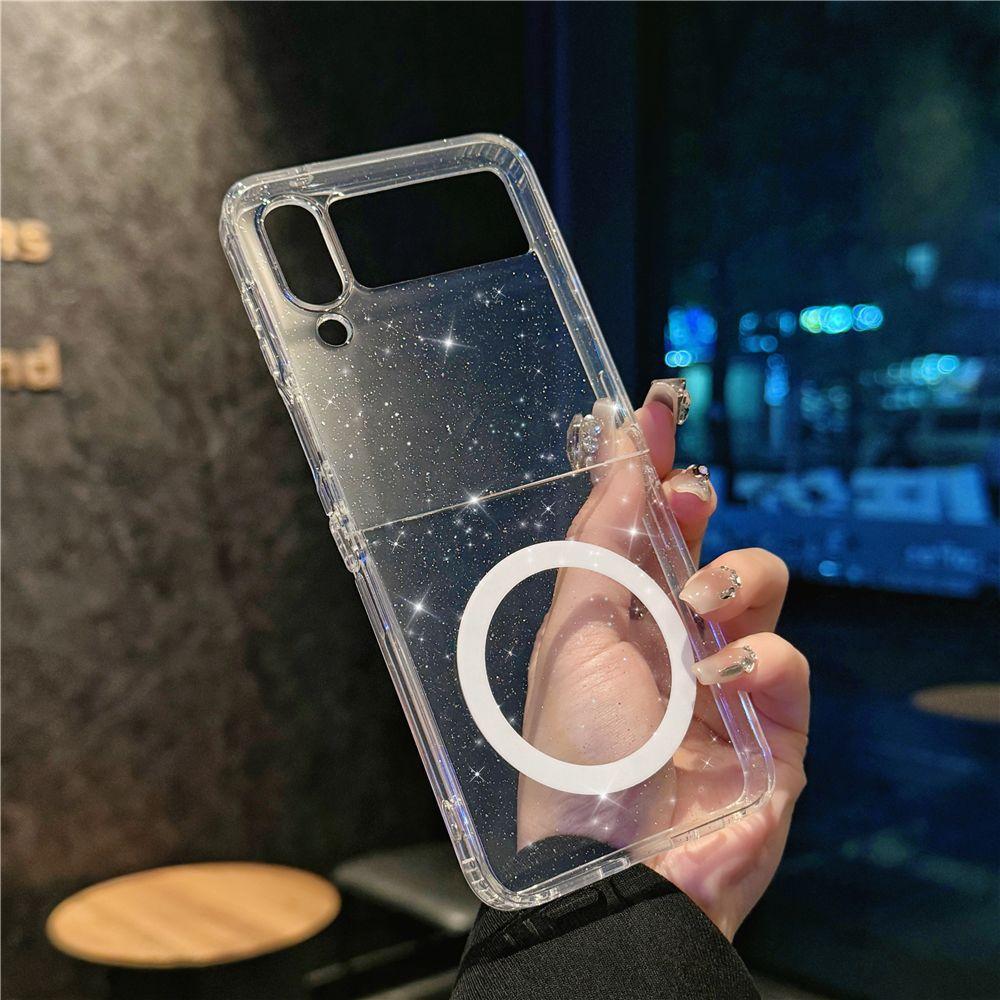 Applicable To Zflip5 Mobile Phone Case Folding and Colorful Samsung Galaxy Zflip4 Transparent Shell Gradient Magnetic Case