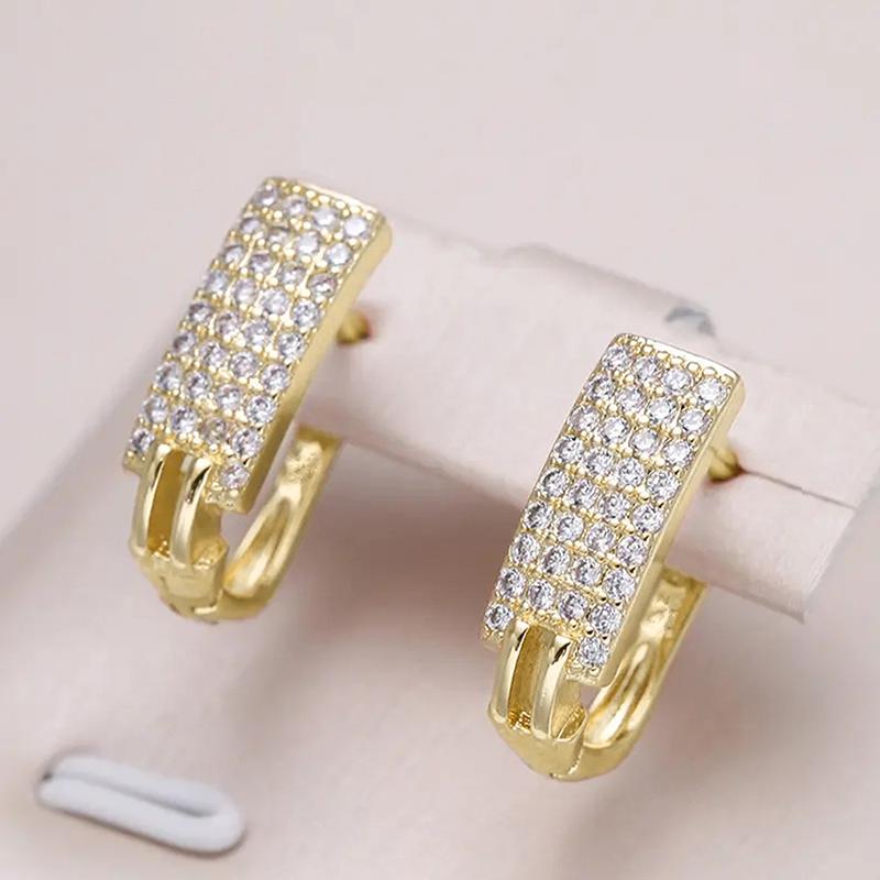 Xiaomi Huitan Metal Gold Color Hoop Earrings for Women Geometric Shaped CZ Earrings Temperament Accessories Modern Fashion Jewelry