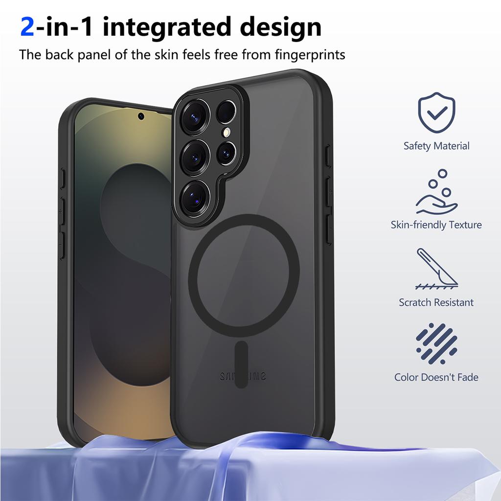Luxury Magnetic Matte Phone Case for Samsung Galaxy S25 Ultra/S25+/S25 FE/S25 Edge Full Lens Protect Wireless Charge Cover