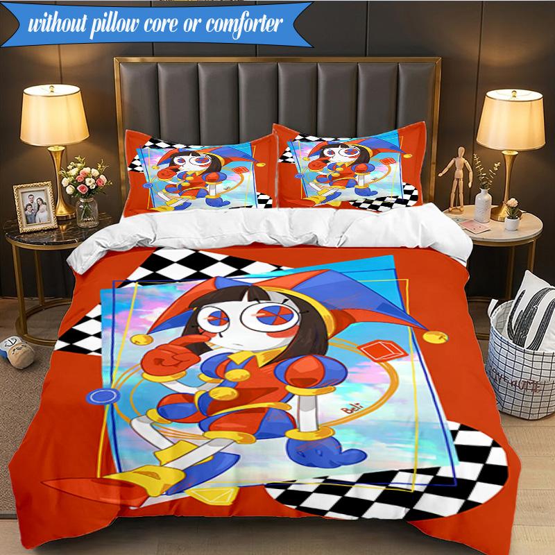 3PCS Digital Circus Adventure Bedding Set,Including 1pc Duvet Cover And 2pcs Pillowcases Perfect for Bedroom, Dormitory, Fan Christmas Gift