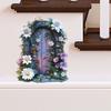 Creative Wooden Door "Portal To Another World" Self-Adhesive Wall Stickers, Small Size Skirting Board Decals for Home Decoration