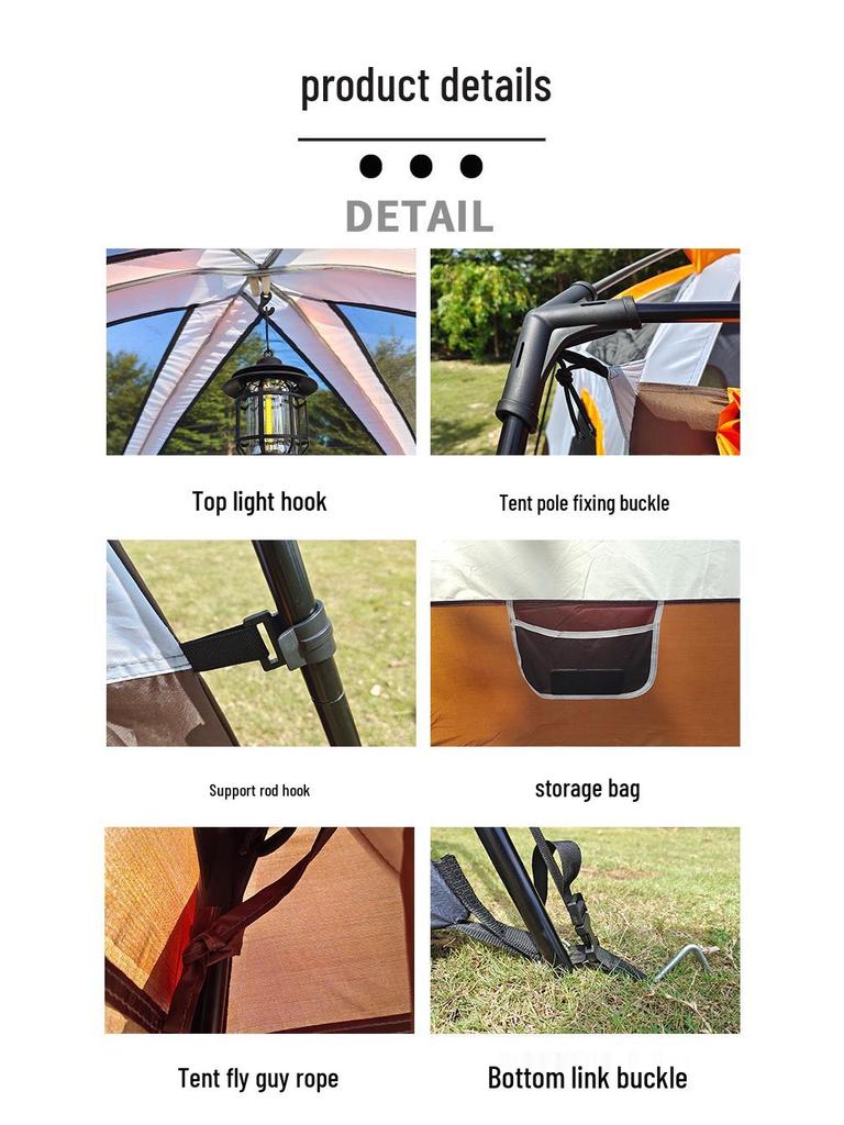 Spacious Waterproof Outdoor Tent with Two Bedrooms and Living Room, Accommodating 4-12 People for Family Camping