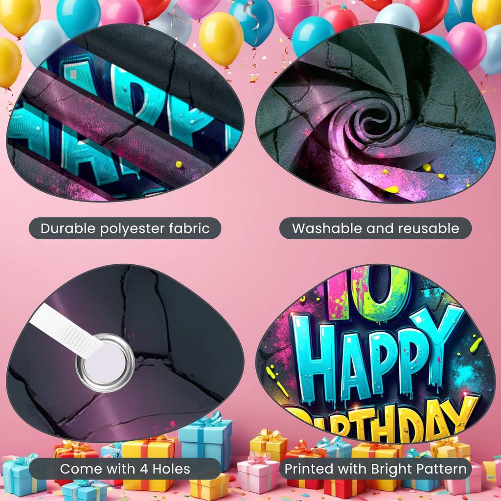 10. Geburtstag Kulisse Metallischer Glanz Schriftzug Geburtstagsfeier Banner Geburtstags Dekoration Graffiti