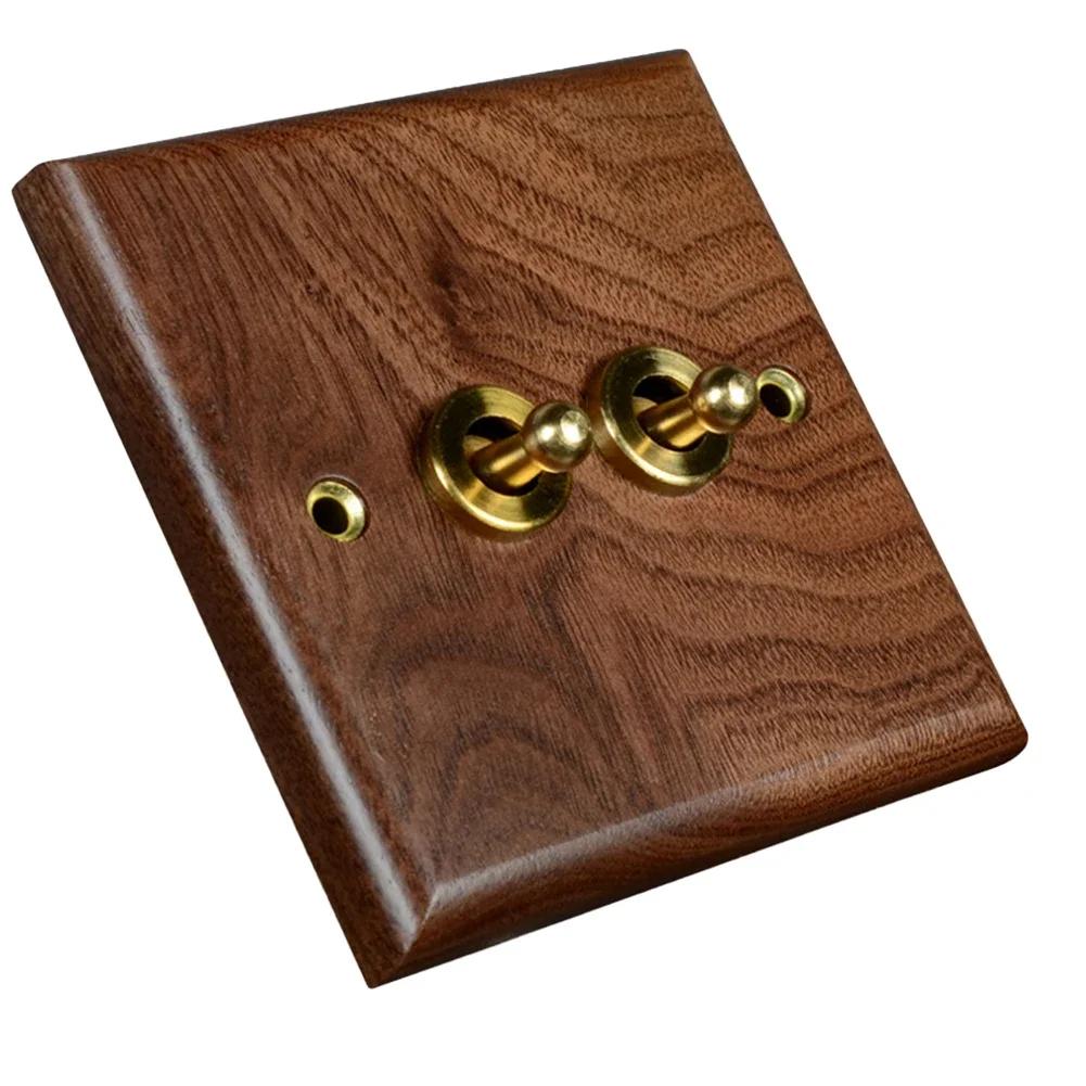 86x86mm Kipplichtschalter Handgefertigt Nussbaumholz Schalter Schalter Retro-Stil Einfache Installation Funktional Ästhetisch