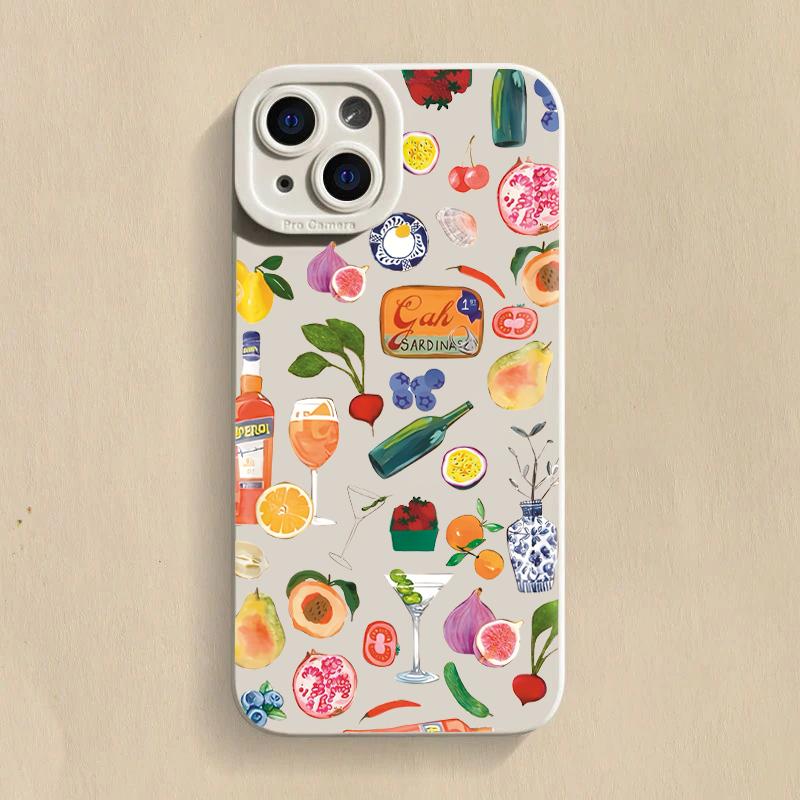 Fruit Juice Flower Pattern Phone Case For Xiaomi Redmi 13C 14C 12 Redmi Note 14 13 12 11 Pro Plus 5G 12S 11S 10S Soft Cover