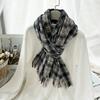 Plaid Imitation Cashmere Winter Scarf Fashionable and Warm Office Shawl for Women with Short Beards