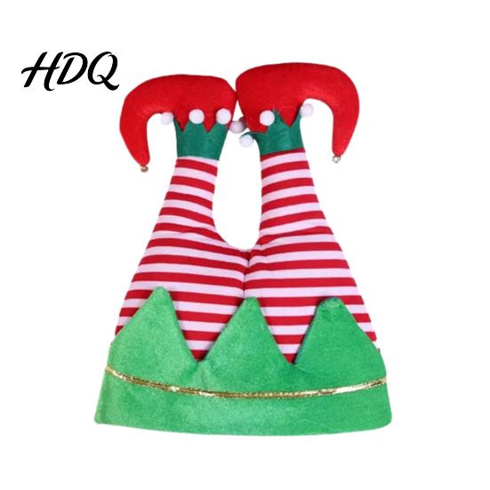 Christmas Party Hats for Adults Kids Elf Hat Soft Flannel Santa Cap with Pom Bell Colorful Themed Costumes Kids Stretchy Holiday Headwear,