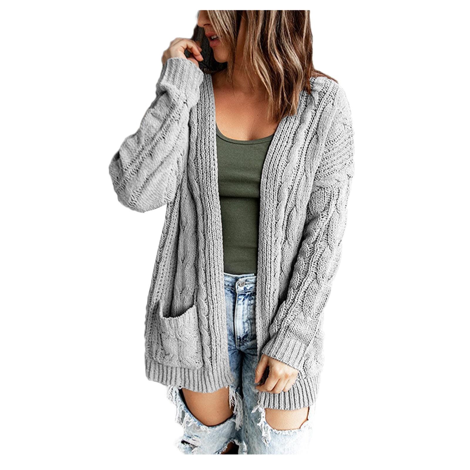 

Женский кардиган с длинным рукавом и открытой передней частью в стиле бохо, свободный свитер с косичками M