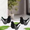 Creative Grey and Black Glossy Ceramic Birds Figurines Home Decorations Accessories Party (Pack of 6, Black & Grey)