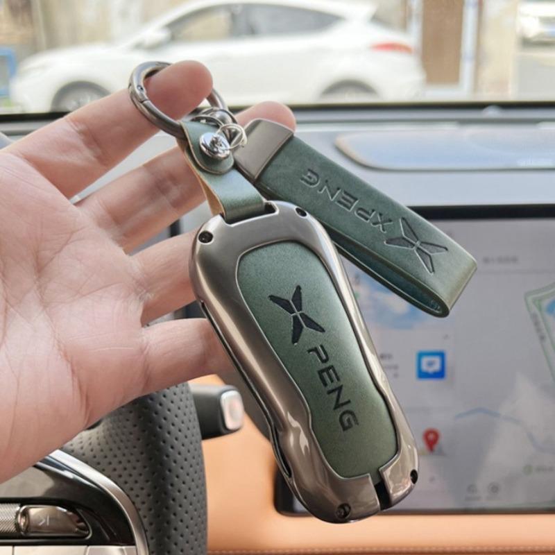 For Xpeng G6 G9 Car Key Case Zinc Alloy Leather Full Protection Key Cover Leather Remote Fob Holder Keychain Auto Accessories