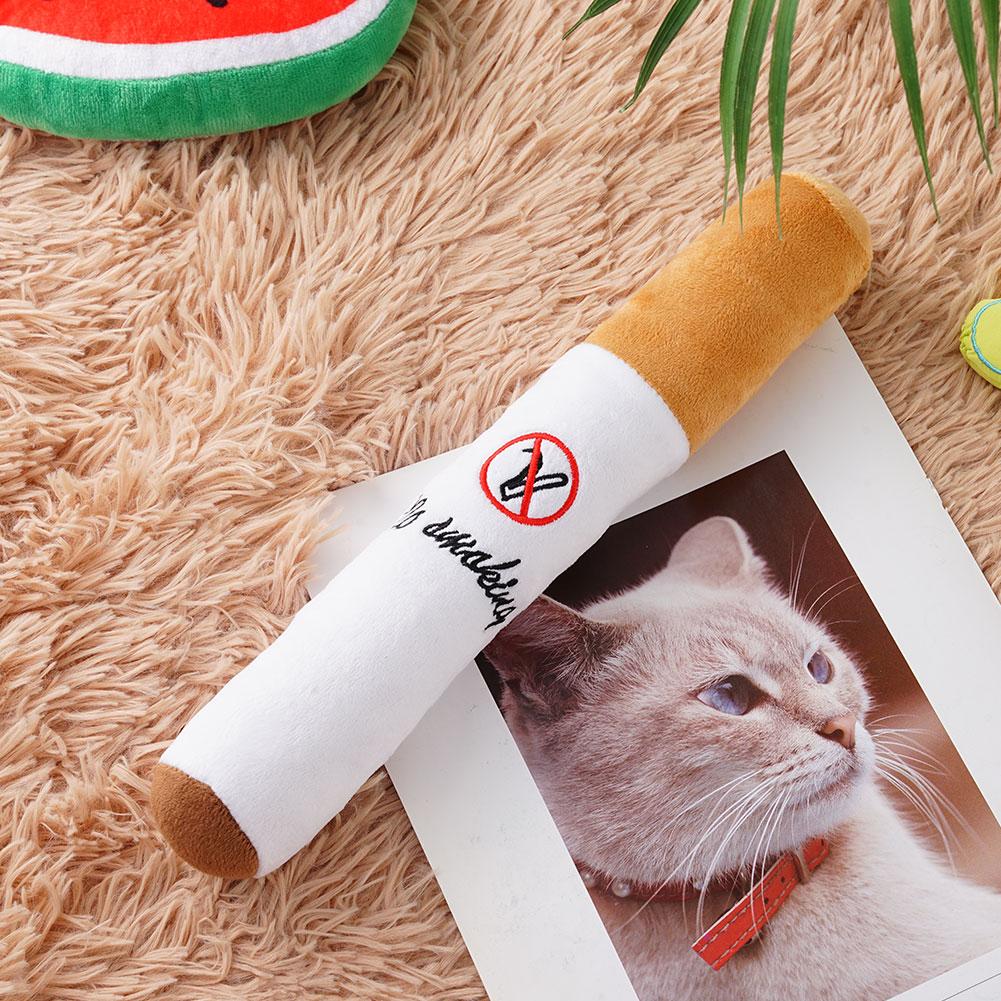 Big Smoke Plush Sound Squeak Fake Cigarettes Toys Interactive Game Bite Resistant Pet Toy Kids Toys Plush Cigarette ShapeToys