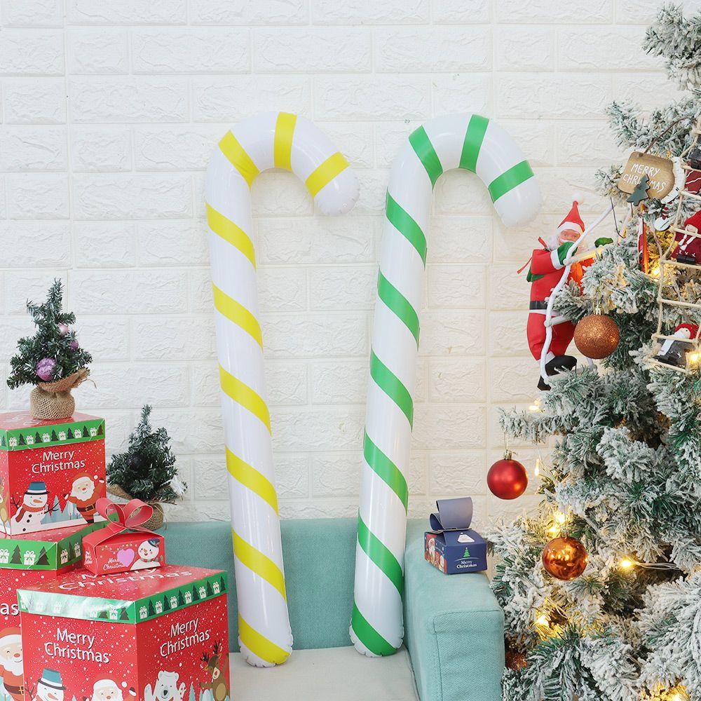 Home Party Balloons Christmas Candy Cane Inflatable Toys Crutch Balloons Santa Claus Walking Stick
