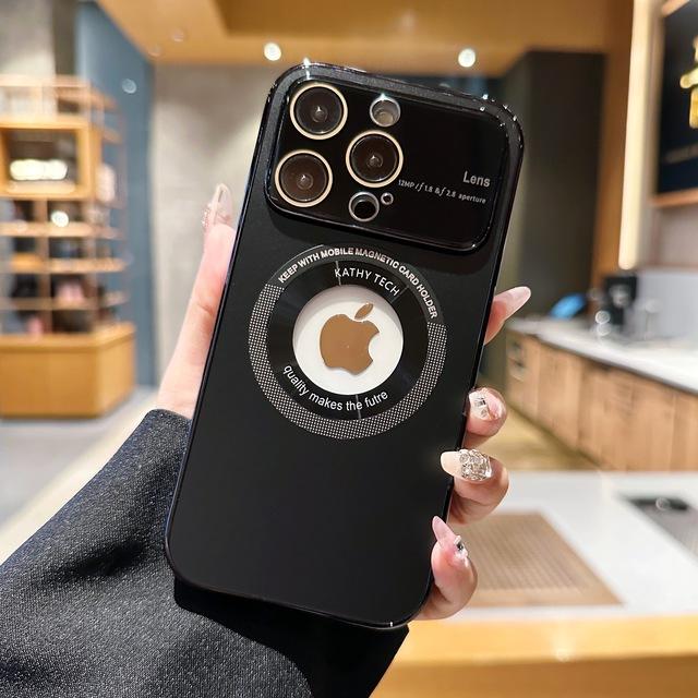 Magnetic Wireless Charging Phone Case For Iphone 14 13 Pro Max 14 Pro 13 Shockproof Lens Protector Plating Matte Glass Cover