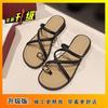 Wearing beach cover toes casual cool slippers fairy style with skirt flat bottom one word slippers 2025 summer and autumn new
