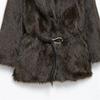 Women's Belt Decoration Collar Solid Color Medium Long Coat Autumn/Winter Long Sleeve Loose Coat