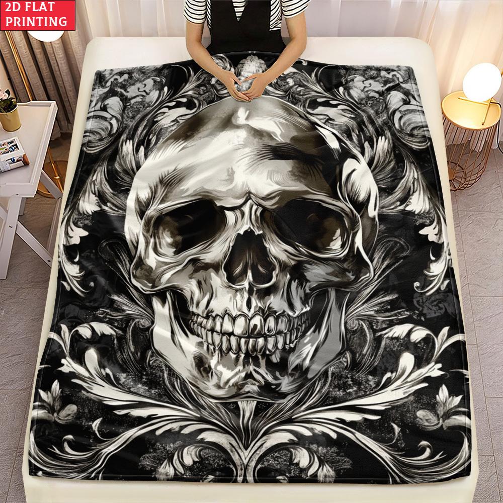 Gotisches Totenkopf-Kunstmuster Dekorative Überwurfdecke für Sofa, Bett, Wohnzimmer, Schlafzimmer und Heimdekor-Styling