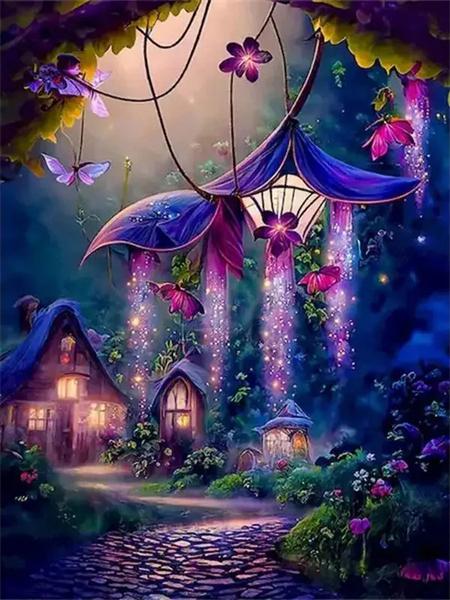 5D DIY Diamond pictură casă în copac complet pătrat rotund broderie mozaic peisaj fantezie lucrat manual acasă decor