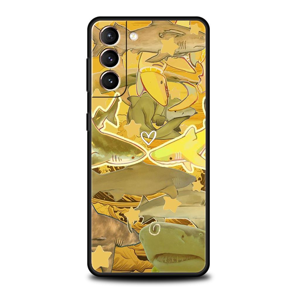 Seaside Sharks Pattern Phone Case for Samsung Galaxy S26 S25 S24 S23 S22 S20 S21 FE Ultra S25 Edge Plus 5G Soft TPU Cover Capas