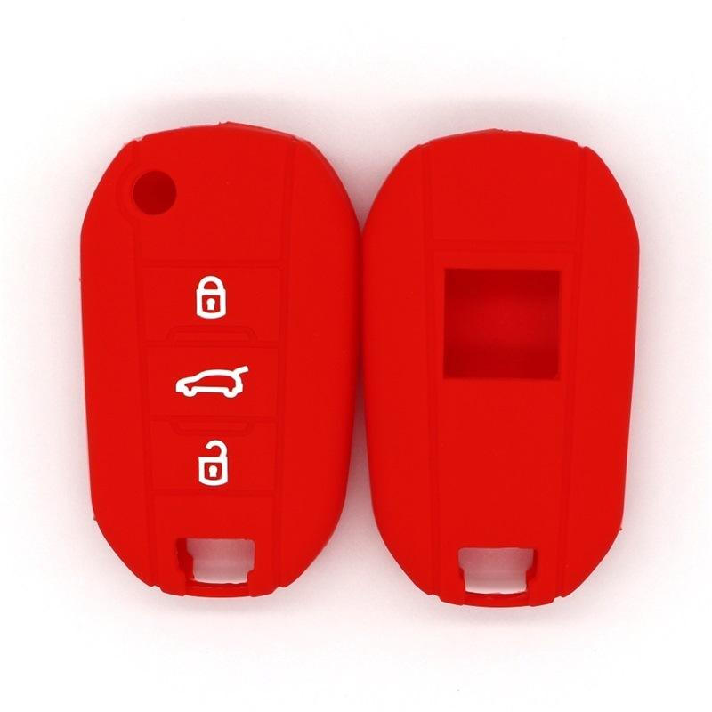 

Suitable for Peugeot new 301307308S4085082008300840085008 folding 3-button silicone key anti-fall key cover красный