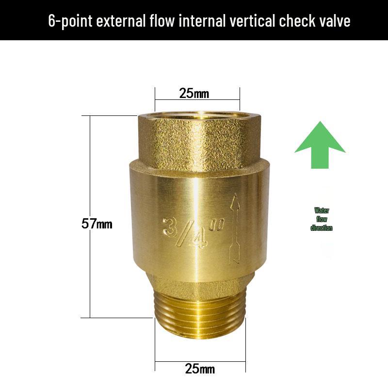 Brass Vertical Check Valve, Water Pipe Backflow Preventer, 1 Inch, Male/Female Thread, Unidirectional Valve.