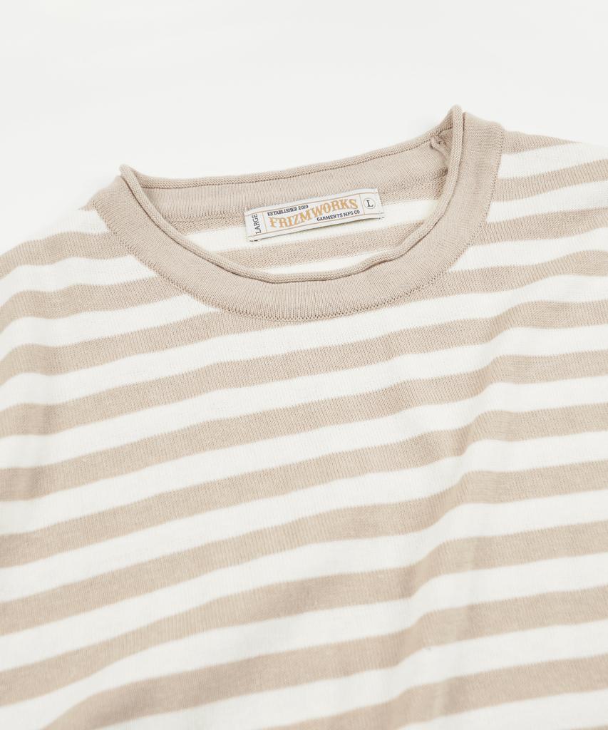 FRIZMWORKS Stripe Knit Long Sleeve _ Beige