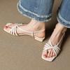 French Retro Summer Open-toed Low-heeled Shoes Versatile Large-size Roman Shoes with Hollowed-out New Sandals Women's Square Head