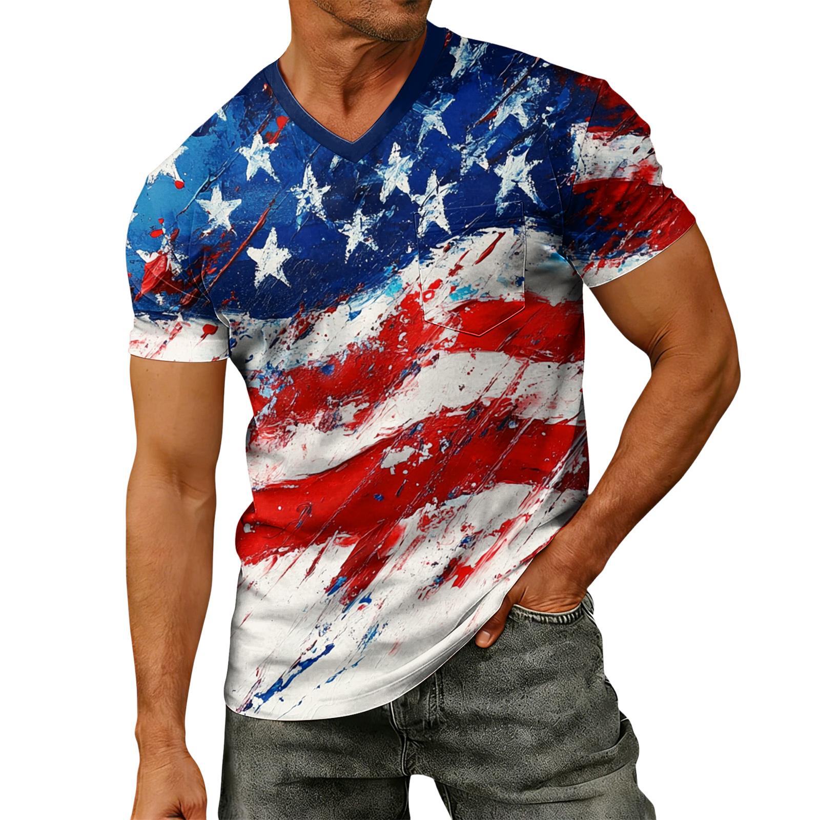 Men s Casual V-Neck Raglan Short-Sleeve Top L