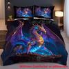 2/3-delige 3D Cool Dragon Print Dekbedovertrek Set (1 Dekbedovertrek + 1/2 Kussensloop Zonder Vulling) Zachte Comfortabele Beddengoedset