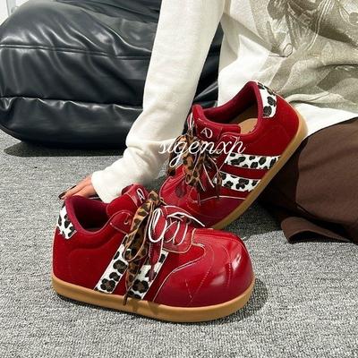 Leopard Print Casual Moral Training Shoes Will Increase In Height In the Autumn of 22 Years. Platform Casual Board Shoes