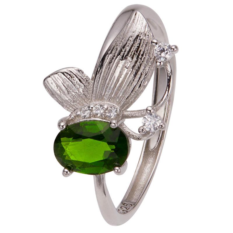 Natural Topaz Garnet Peridot Amethyst Color Treasure Ring Women'S S925 Sterling Silver Butterfly Index Finger Ring