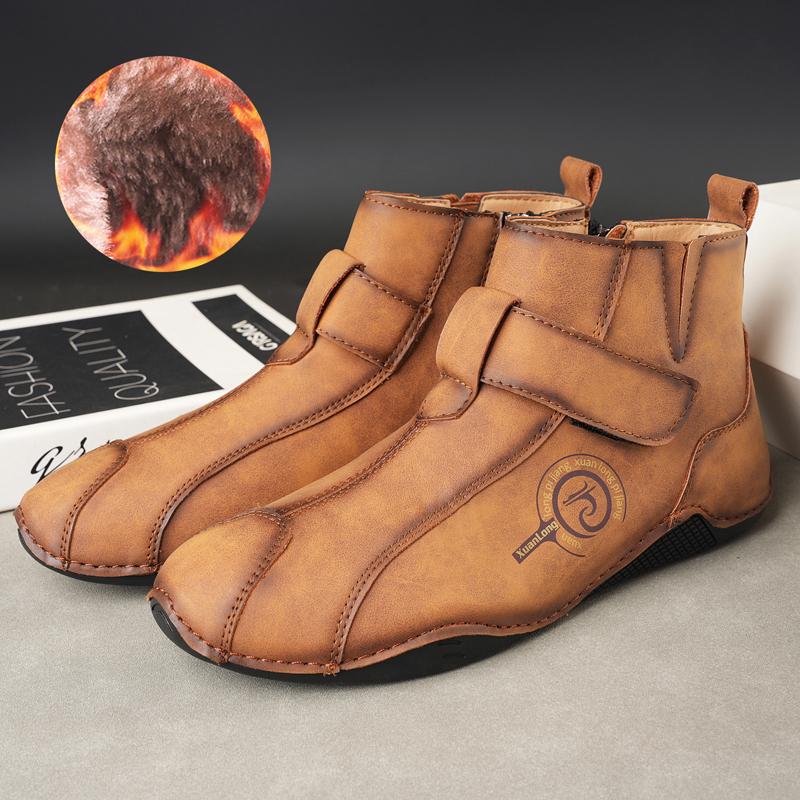 Autumn and Winter New Men's Short Boots 2025 British Classic Retro Flat Bottom Cotton Shoes Outdoor Business Sports Casual Shoes
