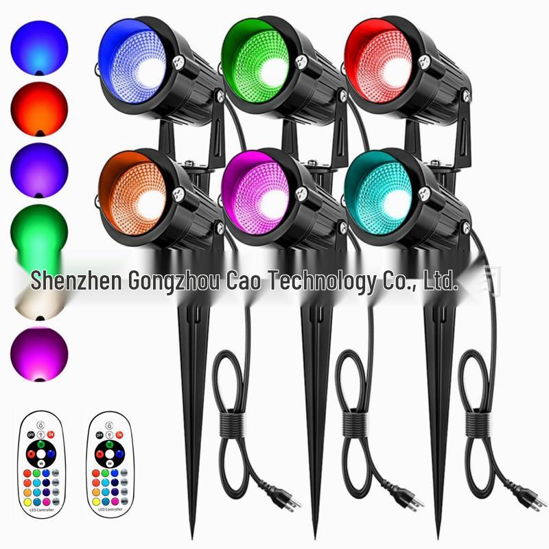 RGBW Outdoor Spotlight with Remote and Plug for Garden, Path, and Wall Lighting