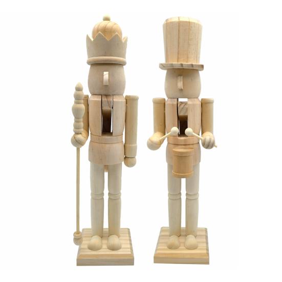 1/2/3Pcs 25/38CM Christmas Wooden Unfinished Nutcracker Figurine DIY Blank Unpainted Soldier Figure Holiday Party Ornament Decoration