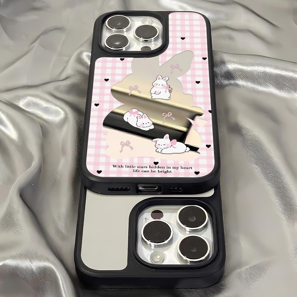 Mirror Phone Case for iPhone 15 11 13 14 for 15 16 Pro Max 12 13 16 Pro Cloud Flower and Animal Cute Style Phone Case