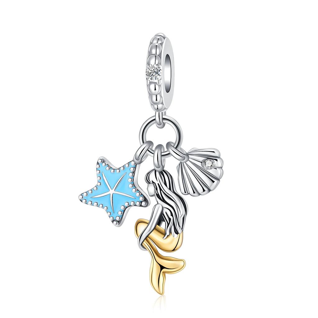 Seastar Turtle Ship Mermaid Ocean Series Pendant Fit Charm Copper Bracelet Diy Women Jewelry Gift Boutique Charms