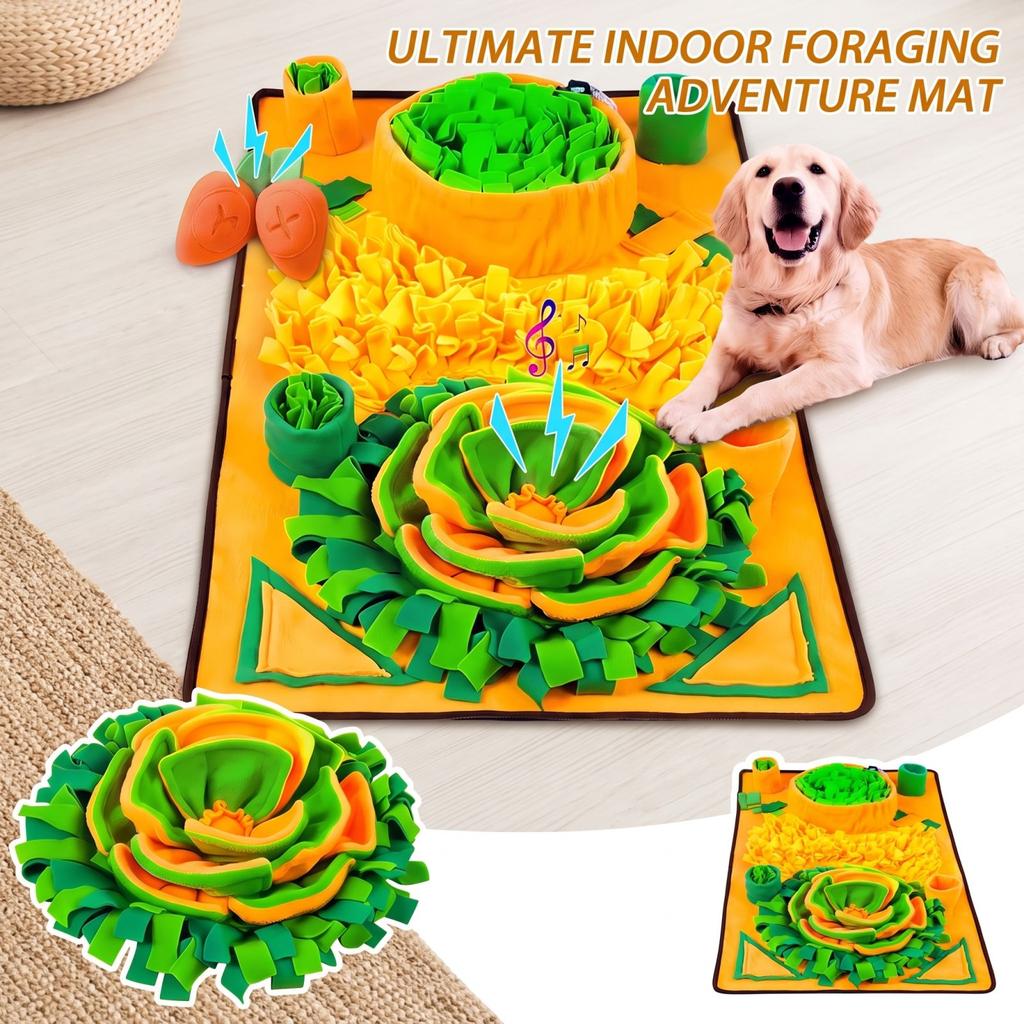 Snuffle for Dogs and Cats with Two Squeaky Round Pads, Slow Feeder Puzzle Toy, Indoor Sniffing Activity, 9050 cm