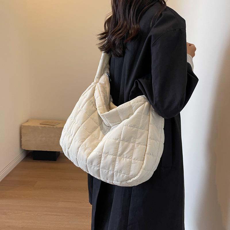 

Women s Summer 2025 Cotton Crossbody Bag - Large Capacity Cloud Plaid Style грязно-белый